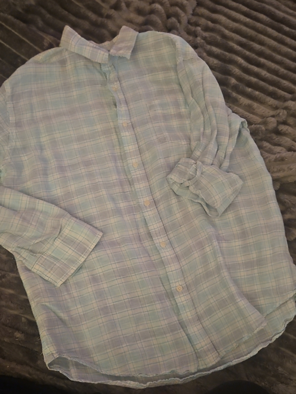 croft & barrow Pastel Blue Plaid Button-Down Shirt
